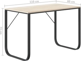 vidaXL Γραφείο Υπολογιστή Μαύρο/Δρυς 110 x 60 x 73 εκ. από Μοριοσανίδα