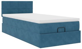 Οθωμανικό κρεβάτι με στρώμα σκούρο μπλε 80x200cm Velvet 3311739