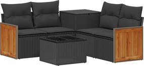 vidaXL Σετ Καναπέ 6 τμχ. Μαύρο 55 x 55 x 37 εκ Πολυ-ρακί και Χάλυβας