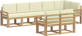vidaXL Σειρά Καναπέ Εξωτερικού 8 pcs Λευκό και Κρεμ Πολυεστέρας