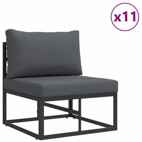 vidaXL Σετ Καναπέ Κήπου με μαξιλάρι 13 pcs Μαύρο Αλουμίνιο