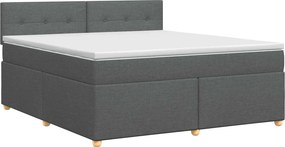 vidaXL Κρεβάτι box spring με στρώμα Σκούρο Γκρι 140 x 200 cm Ύφασμα
