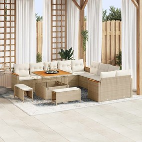 vidaXL Σετ Καναπέ Κήπου 13 pcs Μπεζ συνθετικό ρατάν