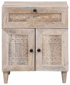 vidaXL Κομοδίνο με συρτάρι Μπεζ 50 x 33 x 60 εκ Μασίφ ξύλο μάνγκο