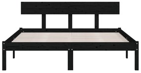 vidaXL Πλαίσιο Κρεβατιού Μαύρο 120 x 190 εκ. Μασίφ Ξύλο Small Double