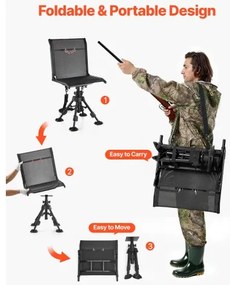 VEVOR Hunting Chair 360° Swivel Silent Folding Blind Chair with Adjustable Legs
