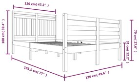 Πλαίσιο Κρεβατιού 120 x 190 εκ. από Μασίφ Ξύλο Small Double - Καφέ