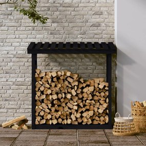 vidaXL Ραφιέρα Καυσόξυλων Μαύρο 108x64,5x110 εκ. από Μασίφ Ξύλο Πεύκου