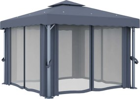 vidaXL Κιόσκι με Κουρτίνα Ανθρακί 3 x 3 μ. Αλουμινίου