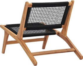 vidaXL Σεζλόνγκ με Υποπόδιο από Μασίφ Ξύλο Teak και Σχοινί