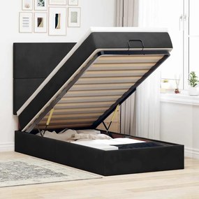 VidaXL Οθωμανικό κρεβάτι με στρώματα Μαύρο 140x190cm Βελούδο