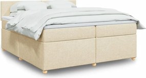 vidaXL Κρεβάτι Boxspring με Στρώμα Κρεμ 200x200 εκ. Υφασμάτινο