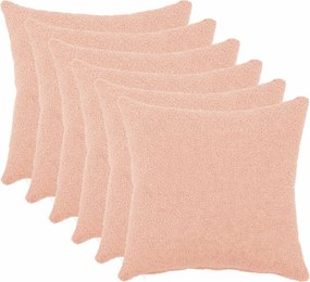 vidaXL Κάλυμμα Μαξιλαριού 6 pcs HEERLEN Ροζ 40 x 40 cm Μπουκλέ