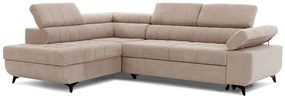 Γωνιακός καναπές κρεβάτι Dragonis, μπέζ βελούδο 268x97x201cm- Αριστερή γωνία-BOG7968