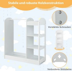 Παιδική Ντουλάπα Με Καθρέφτη-Λευκή TP10021WH Costway