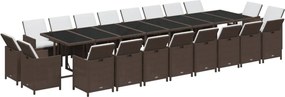 vidaXL Σετ Τραπεζαρίας Κήπου 21 τεμ. Καφέ Συνθ. Ρατάν με Μαξιλάρια