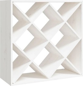 vidaXL Κάβα Κρασιών Λευκό 62 x 25 x 62 εκ. από Μασίφ Ξύλο Πεύκου