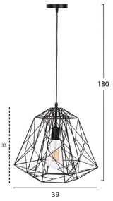 ΦΩΤΙΣΤΙΚΟ ΟΡΟΦΗΣ ΚΡΕΜΑΣΤΟ HM4066 ΜΑΥΡΟ ΜΕΤΑΛΛΙΚΟ ΚΑΠΕΛΟ 39x34x130Υεκ.