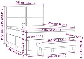 Κρεβάτι Boxspring με Στρώμα Taupe 140x200 εκ. Υφασμάτινο - Μπεζ-Γκρι