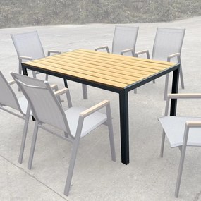 Τραπέζι VIRNA Μέταλλο/PP - ABS - Polywood Φυσικό/Ανθρακί 150x90x73cm