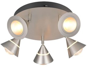 Φωτιστικό Οροφής - Πλαφονιέρα Romeo 637010507 Led 5x7W 5 x700 lm 2300+3000+4000K 40x16,5cm Nickel Trio Lighting