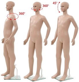 vidaXL Κούκλα Βιτρίνας Παιδική Μπεζ 140 εκ. με Γυάλινη Βάση