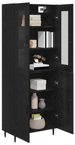 vidaXL Highboard 2 pcs Μαύρη Οξυά Επεξεργασμένο ξύλο