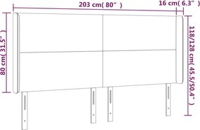 vidaXL Κεφαλάρι Κρεβατιού LED Λευκό 203x16x118/128 εκ. Συνθετ. Δέρμα