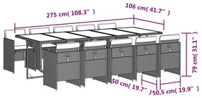 vidaXL Σετ Τραπεζαρίας Κήπου 11 τεμ. Μπεζ Συνθετικό Ρατάν με Μαξιλάρια