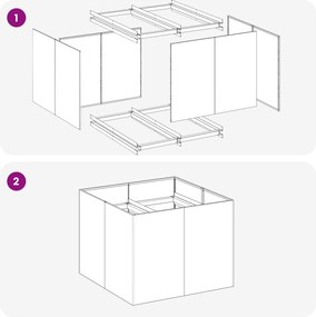 vidaXL Γλάστρα Κήπου Ασημί 80 x 80 x 60 εκ. Γαλβανισμένος Χάλυβας