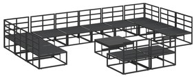 vidaXL Σετ Καναπέ Κήπου 13 pcs Μαύρο 70 x 70 x 32 εκ Αλουμίνιο