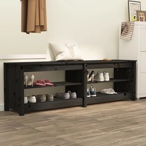 vidaXL Παπουτσοθήκη Μαύρη 160 x 36,5 x 50 εκ. από Μασίφ Ξύλο Πεύκου