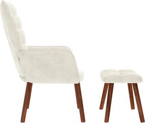 vidaXL Πολυθρόνα Χαλάρωσης με Σκαμπό σε Κρεμ Βελούδο