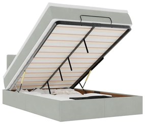 vidaXL Οθωμανικό κρεβάτι με στρώμα&LEDs Ανοιχτό γκρι 120x190cm Βελούδο