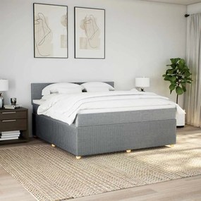 vidaXL Κρεβάτι Boxspring με Στρώμα Ανοιχτό Γκρι 180x200 εκ. Υφασμάτινο