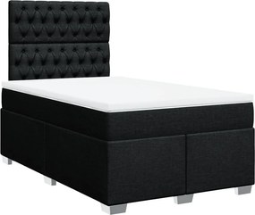vidaXL Κρεβάτι Boxspring με Στρώμα Μαύρο 120x200 εκ. Υφασμάτινο