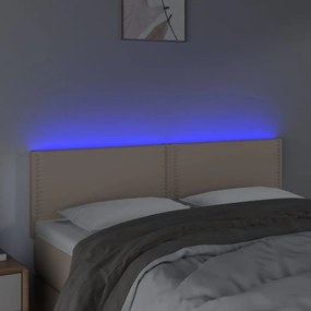 Κεφαλάρι Κρεβατιού LED Καπουτσίνο 144x5x78/88 εκ. Συνθετ. Δέρμα - Καφέ
