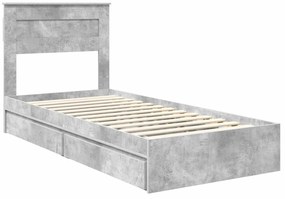 vidaXL Κρεβάτι Αποθήκης Σκυρόδεμα Γκρι 100 x 200 cm Επεξεργασμένο ξύλο