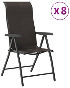 vidaXL Καρέκλες Κήπου Πτυσσόμενες 8 τεμ. Μαύρος Καφές Συνθετικό Ρατάν
