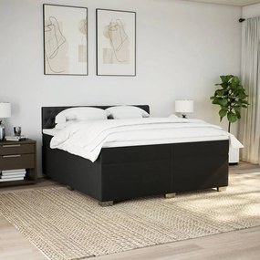 vidaXL Κρεβάτι Boxspring με Στρώμα Μαύρο 200x200 εκ. Υφασμάτινο