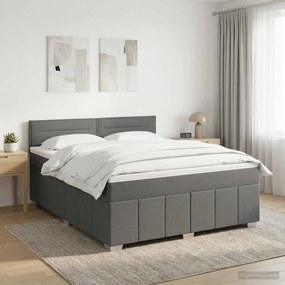 vidaXL Κρεβάτι box spring με στρώμα Σκούρο Γκρι 140 x 200 cm Ύφασμα