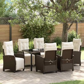vidaXL Σέτ φαγητού για κήπο 7 pcs Καφέ συνθετικό ρατάν