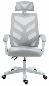 Καρέκλα γραφείου Mesa 467, Γκρι, Άσπρο, 111x60x66cm, 14 kg, Με μπράτσα, Με ρόδες, Μηχανισμός καρέκλας: Κλίση | Epipla1.gr