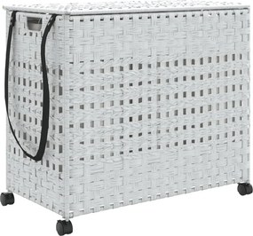 vidaXL Καλάθι Άπλυτων με Τροχούς Λευκό 66x35x60 εκ. από Ρατάν