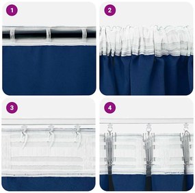 vidaXL Κουρτίνες με κουρτίνες 2 pcs Σκούρο Μπλε Πολυεστέρας