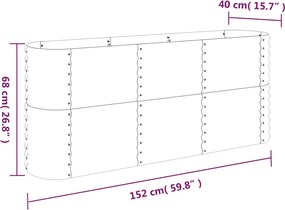 vidaXL Ζαρντινιέρα Γκρι 152x40x68 εκ. Γαλβανισμένος χάλυβας