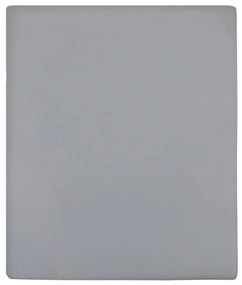 Σεντόνια με Λάστιχο 2 τεμ. Γκρι 90 x 200 εκ. Βαμβακερό Ζέρσεϊ - Γκρι