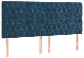 Κρεβάτι Boxspring με Στρώμα Σκούρο Μπλε 180x200 εκ. Βελούδινο - Μπλε