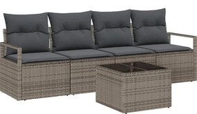 vidaXL Σετ Καναπέ με μαξιλάρι 5 pcs Γκρι συνθετικό ρατάν