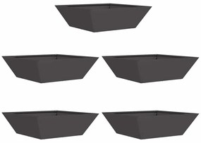 vidaXL Γλάστρα Κήπου 5 pcs Μαύρο 50 x 50 x 15 cm Ατσάλι